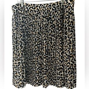 NWT J. Crew Leopard Accordian Pleat Skirt Q19